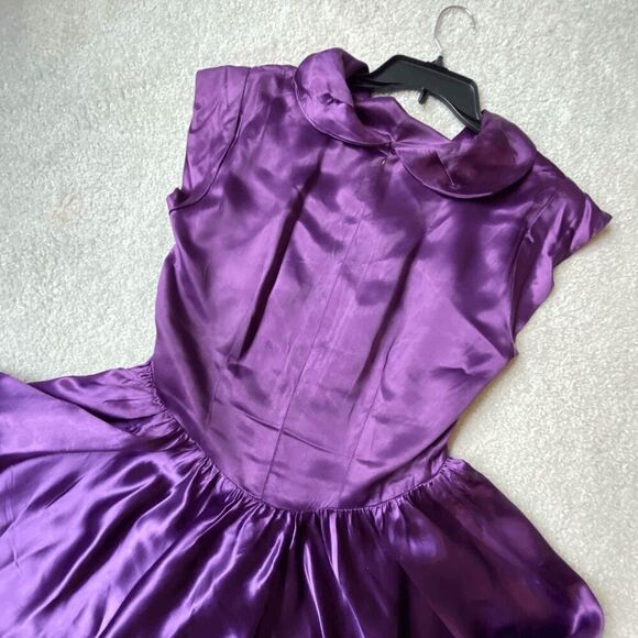 Vintage 1950s Purple Satin Formal Princess Dress Full Circle Skirt - Restored SZ - Picture 9 of 12